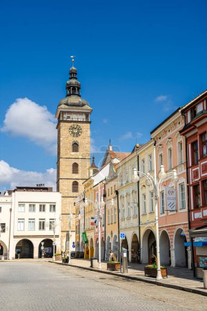 Photo for Ceske Budejovice, Czech Republic - March 1 2023 : Historical city center in sunny weather, HDR Image - Royalty Free Image