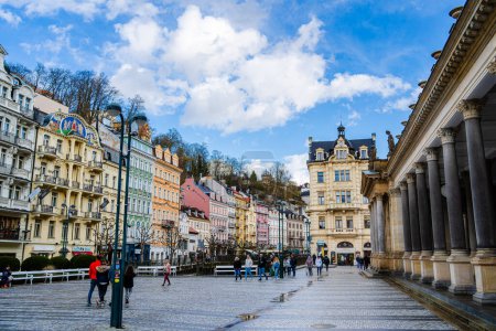 Photo for Karlovy Vary, Czech Republic : March 1 2023: Historical city center in springtime, HDR Image - Royalty Free Image