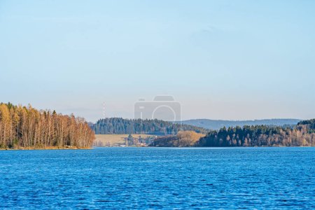 Photo for Horni Plana, Czech Republic - March 1 2023 : Bohemian Forest and Vltava Lake in springtime, HDR Image - Royalty Free Image