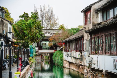 Photo for Suzhou, China - December 1 2023 : Historical city center in cloudy weather, HDR Image - Royalty Free Image