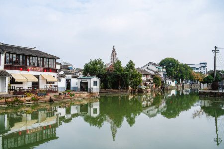 Photo for Tongli, China - December 1 2023: Historical city center in cloudy weather, HDR Image - Royalty Free Image
