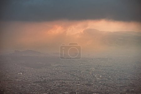 View on Bogota from Monserrate at dusk, Colombia