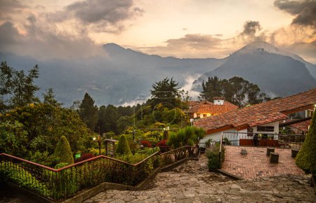 Photo for View on Bogota from Monserrate at dusk, Colombia - Royalty Free Image