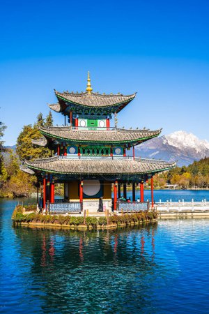 Photo for Lijiang, China - December 3 2023 : Historical city landmarks in sunny weather - Royalty Free Image