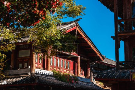 Photo for Lijiang, China - December 10 2023 : Historical city Center in Sunny Weather, HDR Image - Royalty Free Image