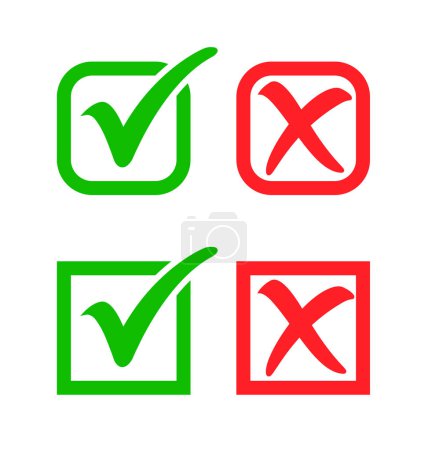 Illustration for Classic tick check and cross mark in boxes - Royalty Free Image