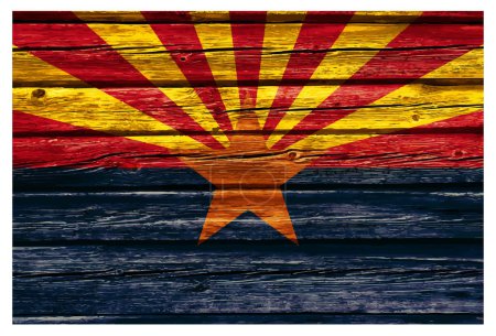 Illustration for Arizona az flag on old timber wall - Royalty Free Image