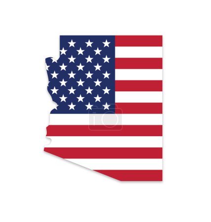 Téléchargez les illustrations : Arizona forme de carte avec logo drapeau des Etats-Unis - en licence libre de droit