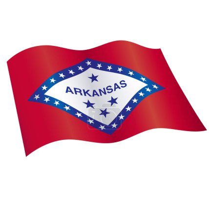 Illustration for Arkansas ar state flag waving - Royalty Free Image