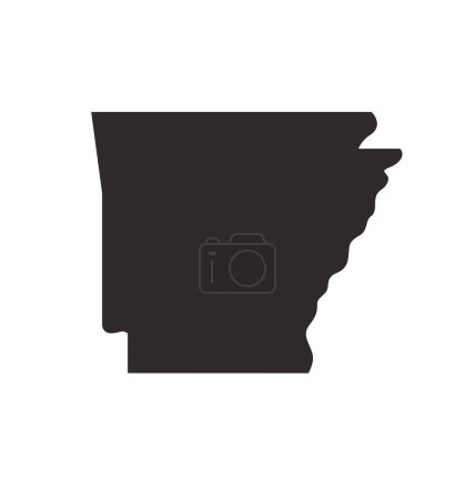 Téléchargez les illustrations : Arkansas ar état carte forme silhouette simplifiée - en licence libre de droit