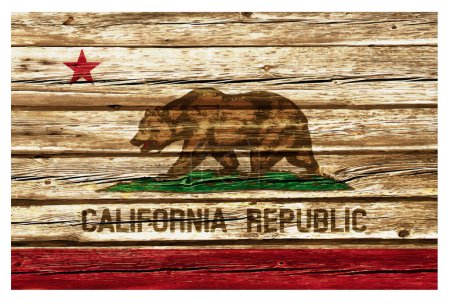 Illustration for California flag painted on old rustic wood wall - Royalty Free Image
