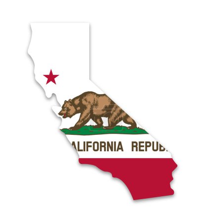 Ilustración de California ca bandera del estado en forma de mapa - Imagen libre de derechos