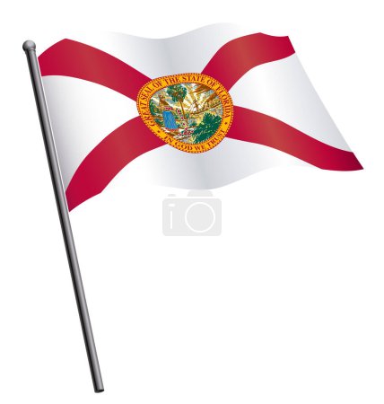Illustration for Florida fl flag flying waving on flagpole - Royalty Free Image