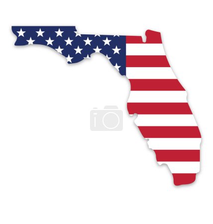 Illustration for Florida state map shape with usa flag - Royalty Free Image