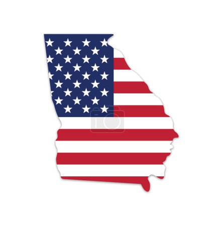 Téléchargez les illustrations : Georgia ga état carte forme avec drapeau des Etats-Unis - en licence libre de droit