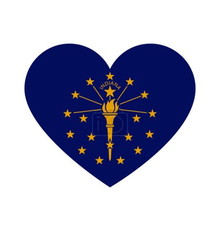 Illustration for Indiana in state flag in love heart shape - Royalty Free Image