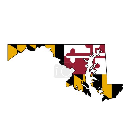 Illustration for Maryland md state map shape with flag - Royalty Free Image