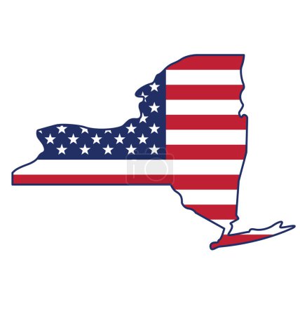 Ilustración de Nueva York forma del estado ny con el icono de la bandera de EE.UU. - Imagen libre de derechos