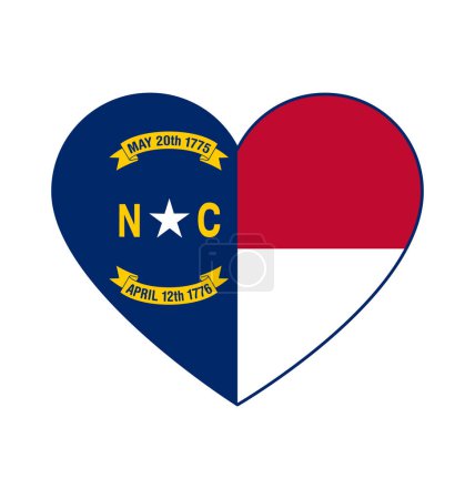 Illustration for North carolina state flag in love heart shape - Royalty Free Image