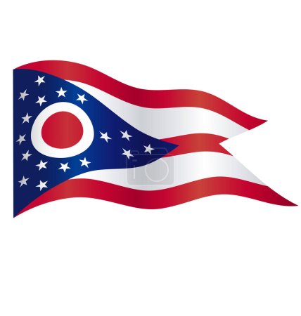 Illustration for Accurate correct ohio oh state flag flying waving - Royalty Free Image