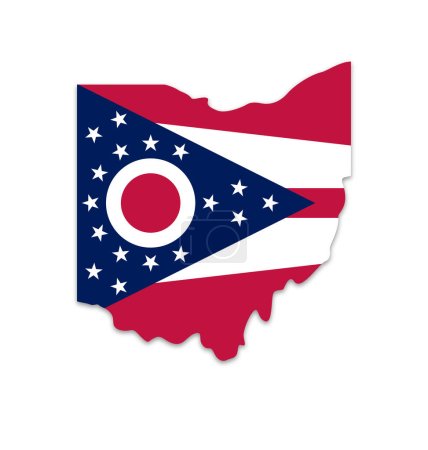 Ohio forme de carte de l'État avec icône du drapeau de l'État