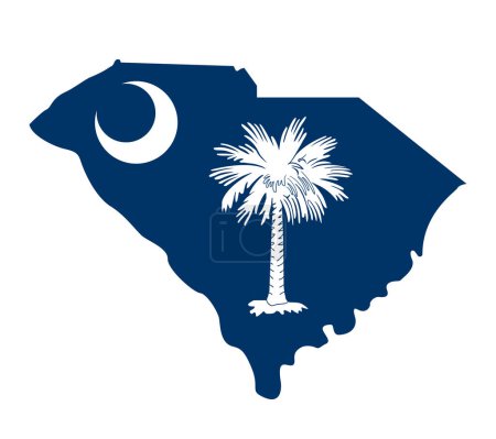 Illustration for South carolina flag in state shape icon - Royalty Free Image