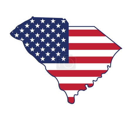 Illustration for South carolina USA flag in state shape icon - Royalty Free Image