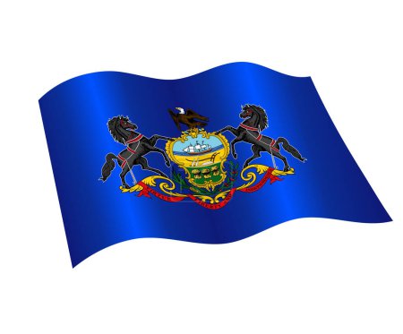 Illustration for Pennsylvania flag flying waving - Royalty Free Image