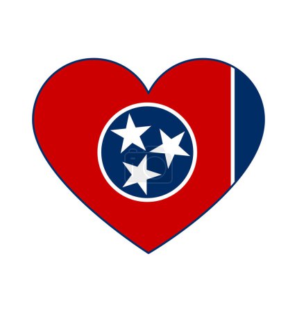 Illustration for Tennessee tn state flag in heart shape symbol - Royalty Free Image