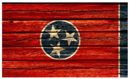 Illustration for Accurate tennessee flag on old rustic timber - Royalty Free Image