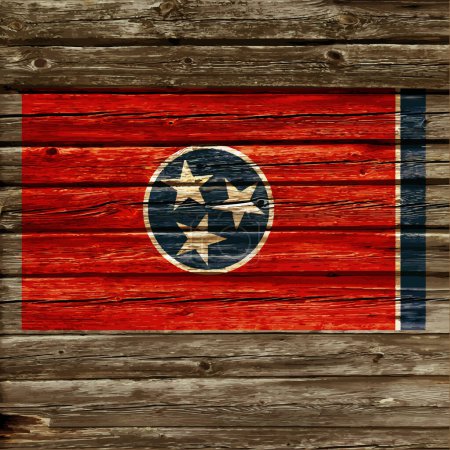Illustration for Accurate tennessee flag on old rustic timber wall - Royalty Free Image
