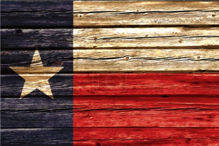 Illustration for Texas tx flag on painted on rustic old wood - Royalty Free Image