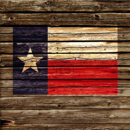 Illustration for Texas tx state flag painted rustic wood wall - Royalty Free Image