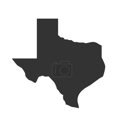 Téléchargez les illustrations : Texas tx état carte forme silhouette simplifiée - en licence libre de droit