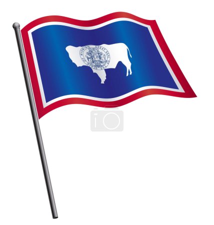 Ilustración de Wyoming wy bandera del estado ondeando en asta de bandera - Imagen libre de derechos