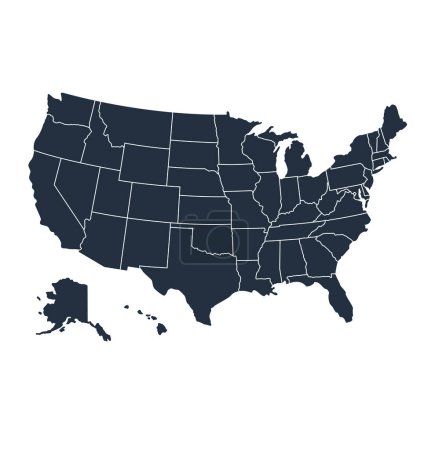 Téléchargez les illustrations : Carte exacte des États-Unis avec états séparés - en licence libre de droit