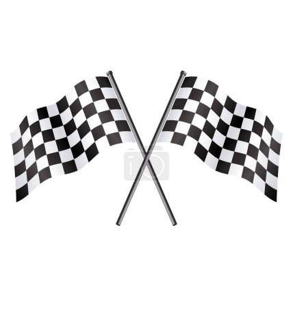Ilustración de Banderas de carreras a cuadros gemelas a cuadros que vuelan - Imagen libre de derechos