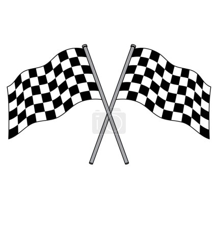 Illustration for Twin chequered checkered racing flags flying - Royalty Free Image