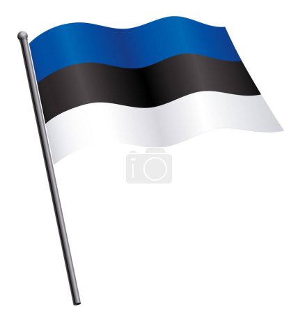 Illustration for Flying estonian flag estonia on flagpole - Royalty Free Image