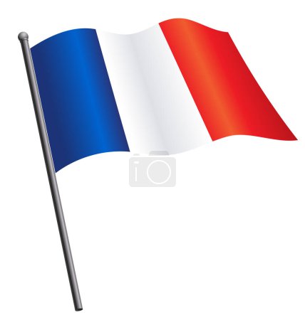 Illustration for France french flag waving on flagpole - Royalty Free Image