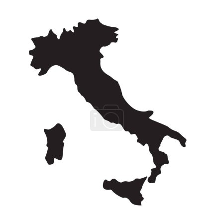 Téléchargez les illustrations : Italie carte silhouette simplifiée contour - en licence libre de droit