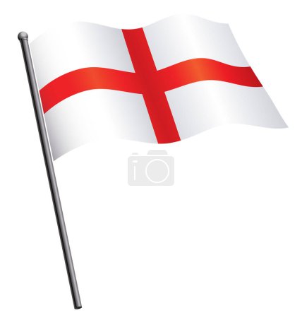 Illustration for Flying flag england st georges cross on flagpole - Royalty Free Image