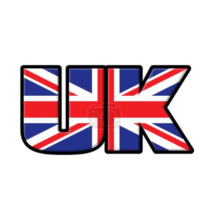 Illustration for UK letters text with union jack flag - Royalty Free Image