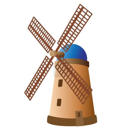 Illustration for Old classic windmill dutch holland european - Royalty Free Image