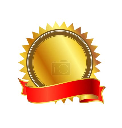 Ilustración de Sello de certificado de premio de documento de oro en blanco - Imagen libre de derechos