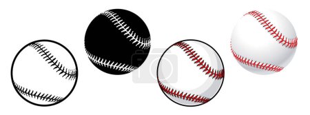 Téléchargez les illustrations : Simple classic baseball set of 4 - en licence libre de droit