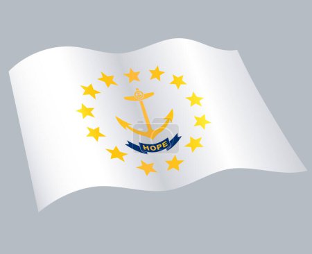 Téléchargez les illustrations : Rhode île ri drapeau de l'État battant pavillon - en licence libre de droit
