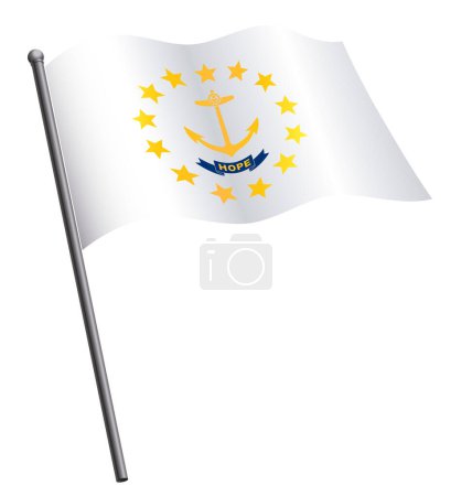Téléchargez les illustrations : Rhode island ri flag flying on flagpole - en licence libre de droit