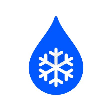 Illustration for Simple cold water droplet with snowflake icon - Royalty Free Image