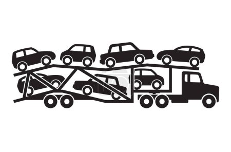Illustration for Simple car transport truck silhouette - Royalty Free Image